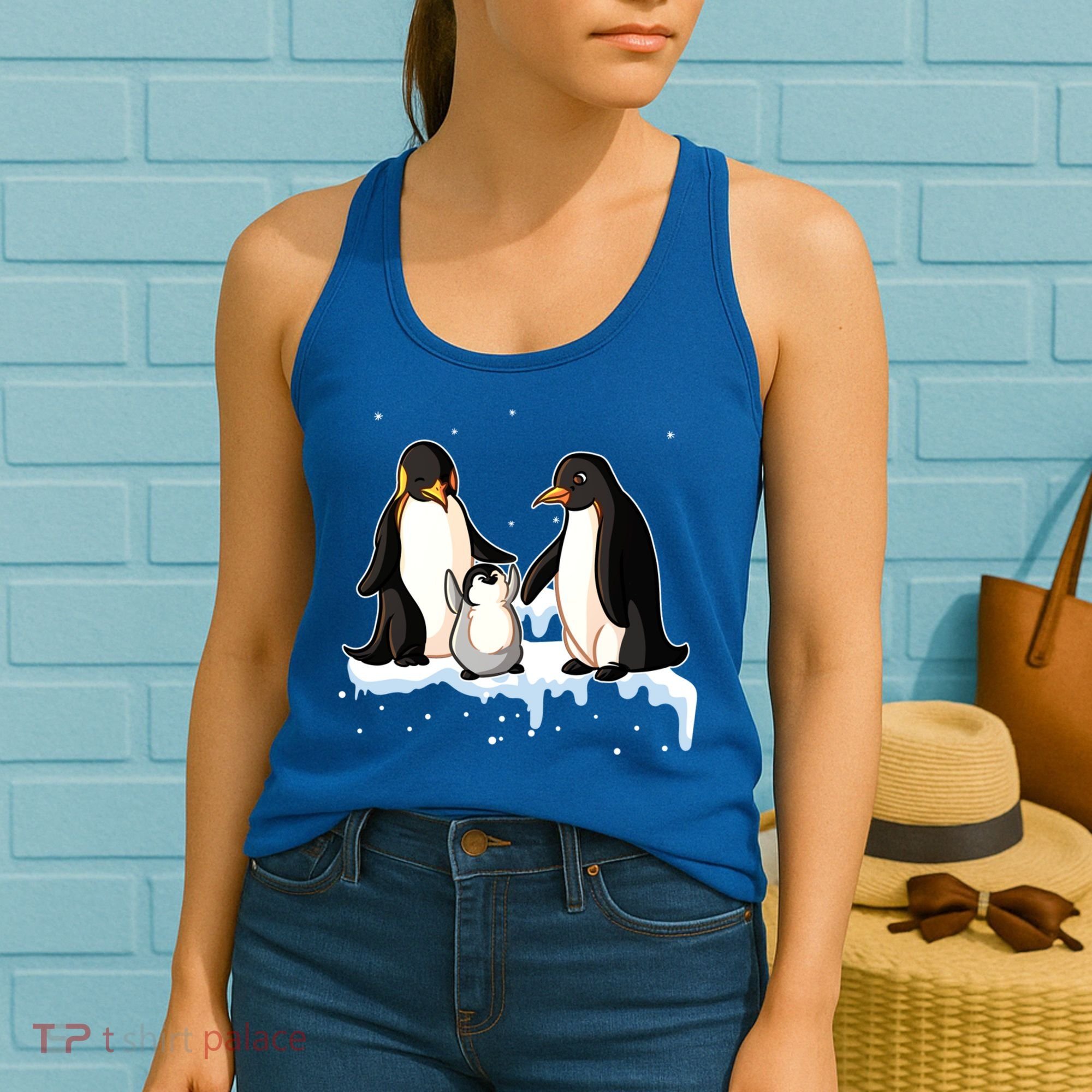Family Of Penguin Funny Gift Women's Tank Top
