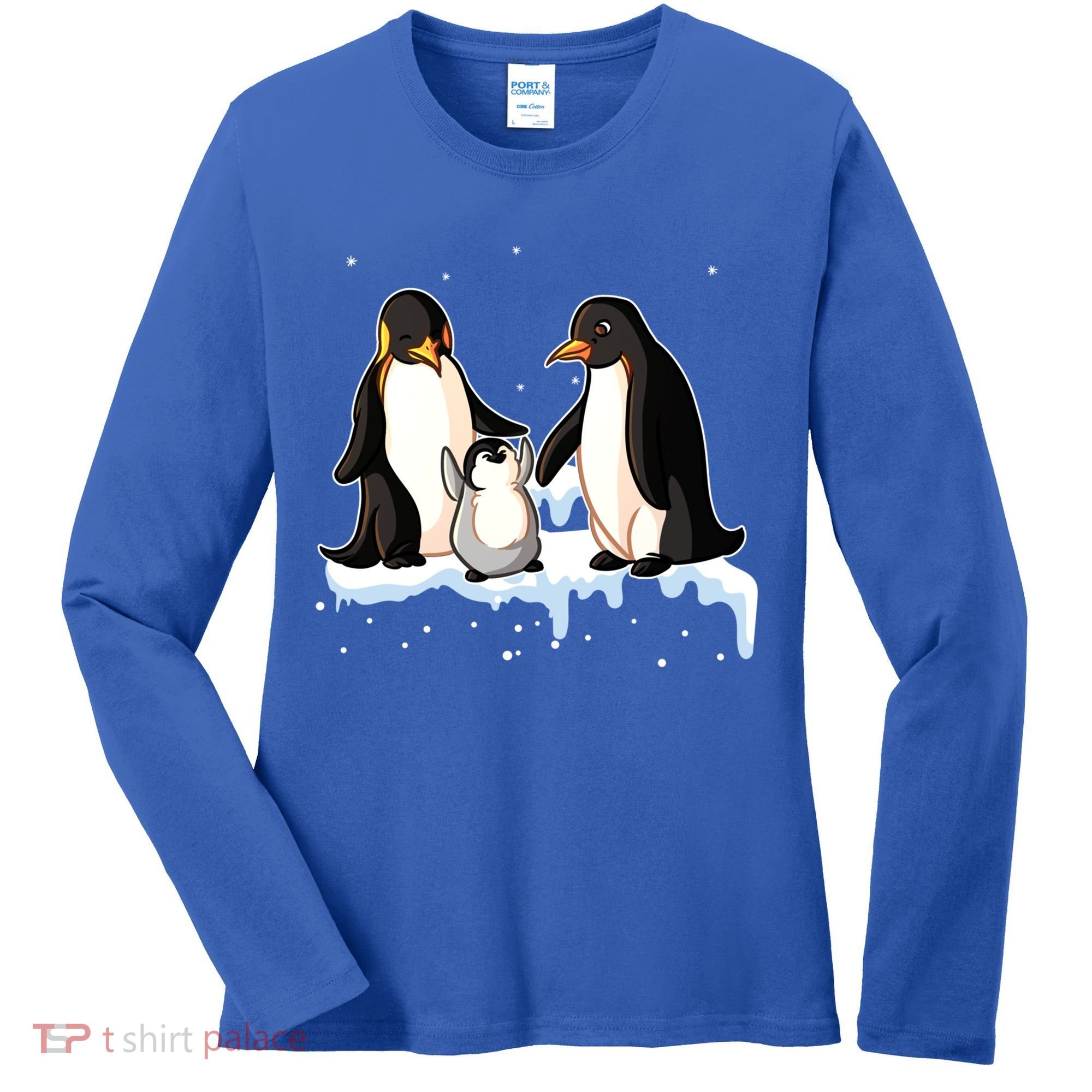 Family Of Penguin Funny Gift Women's Long Sleeve Shirt