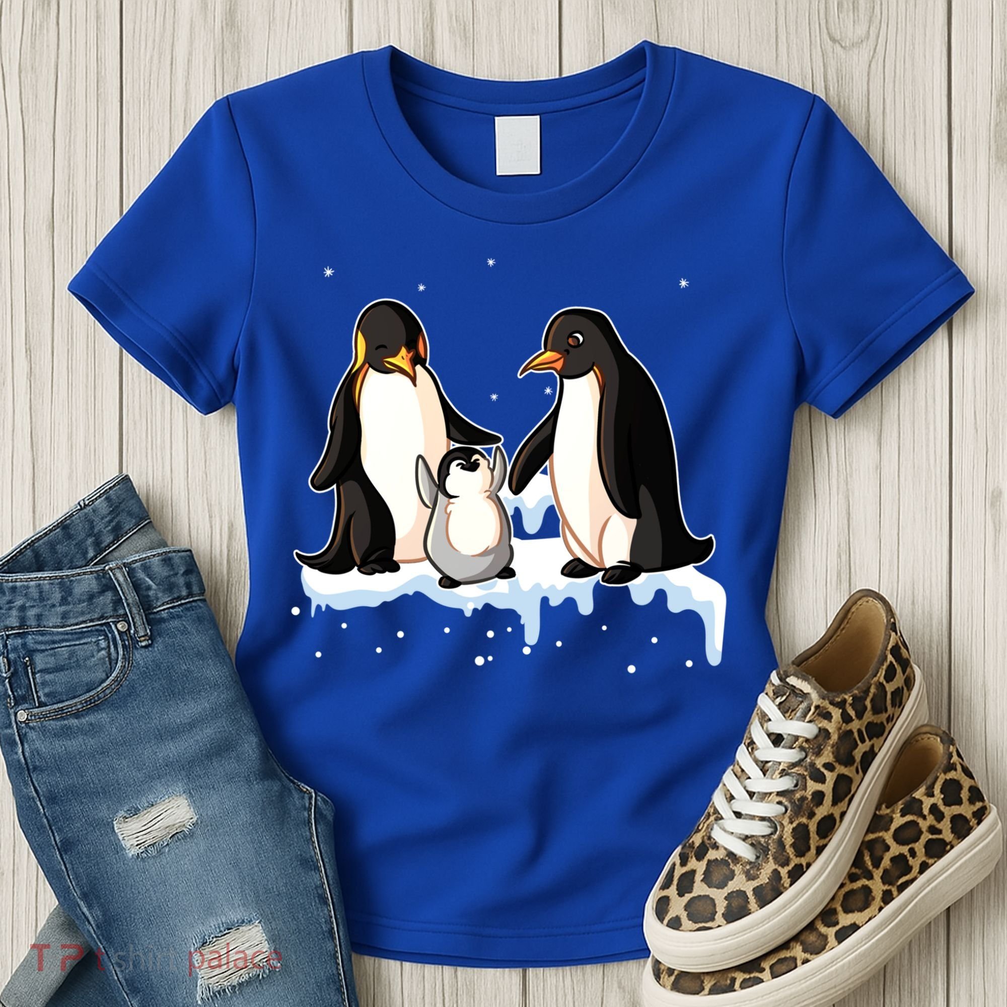 Family Of Penguin Funny Gift Women's T-Shirt