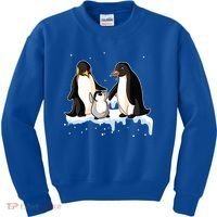 Family Of Penguin Funny Gift Kids Sweatshirt thumb 0