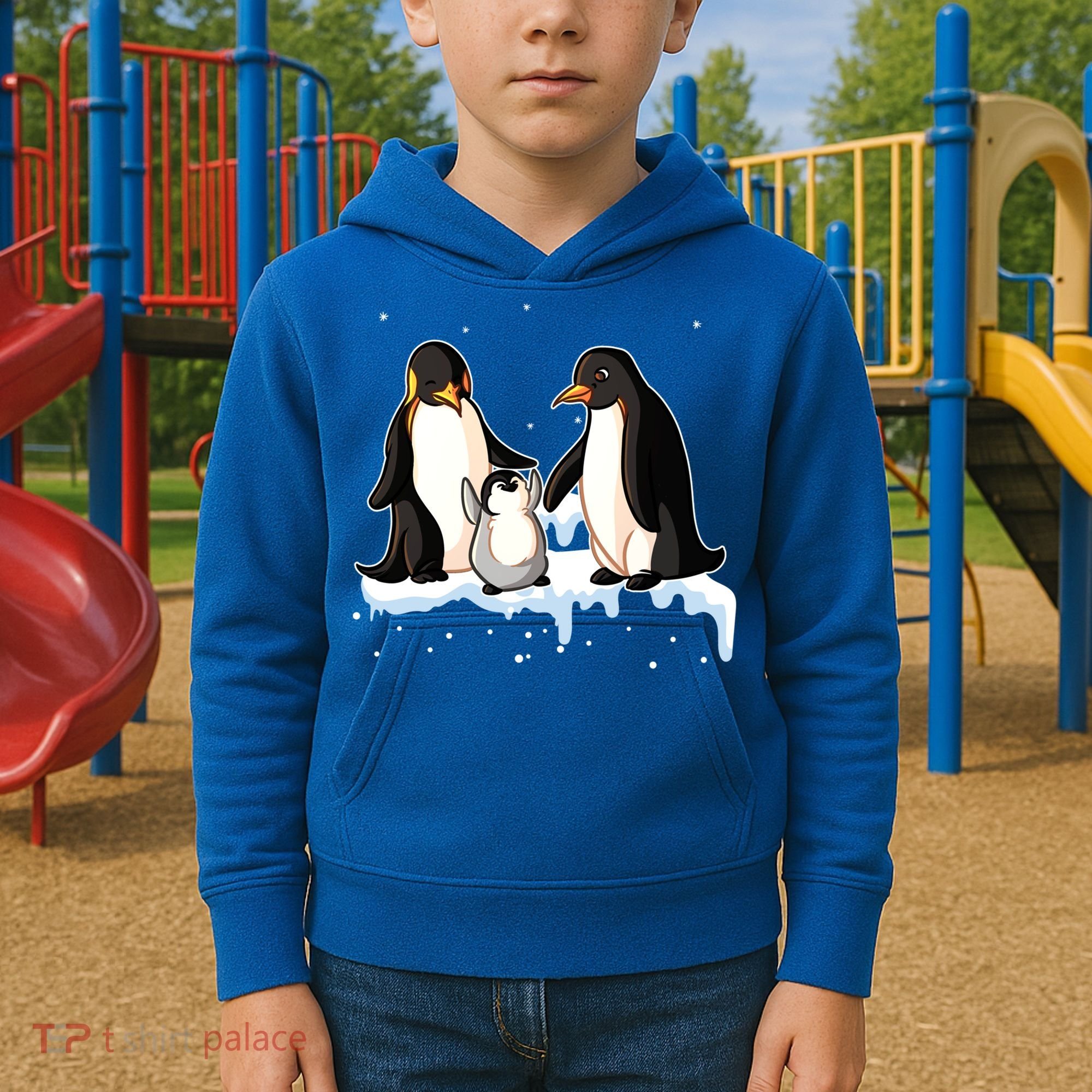 Family Of Penguin Funny Gift Kids Hoodie
