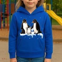 Family Of Penguin Funny Gift Kids Hoodie thumb 3