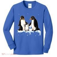 Family Of Penguin Funny Gift Kids Long Sleeve Shirt thumb 0