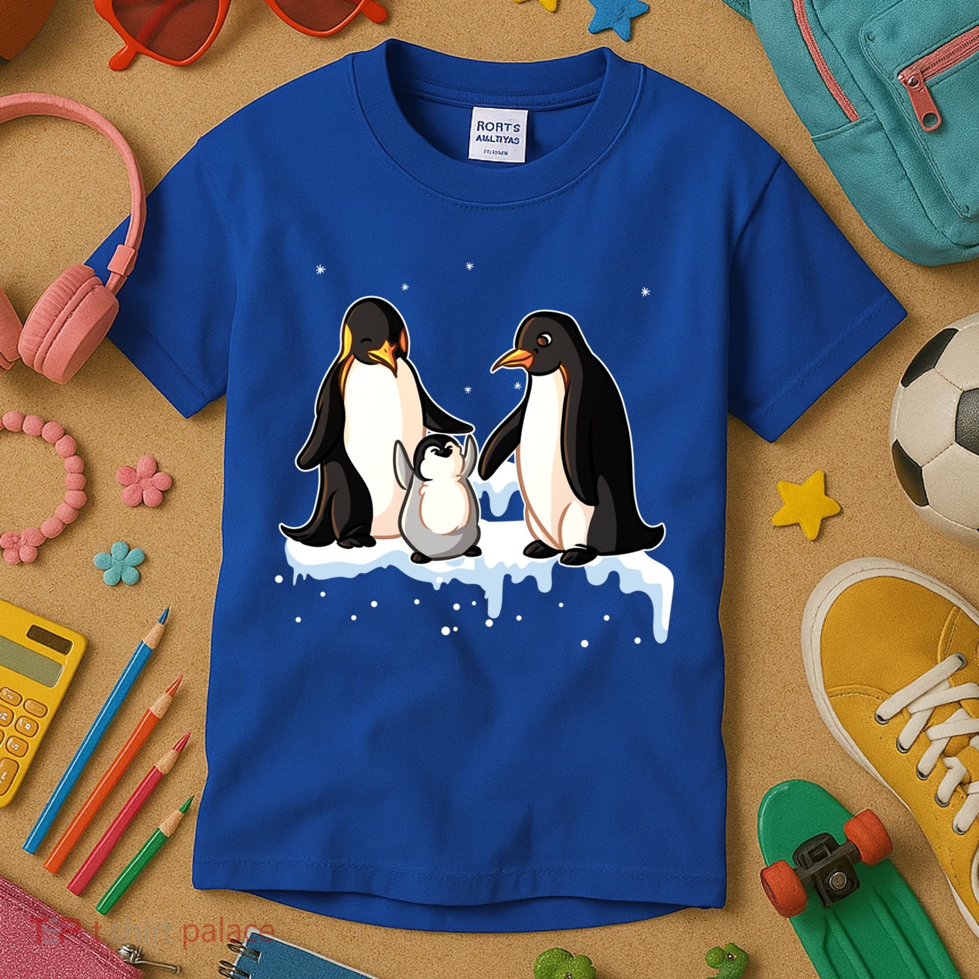 Family Of Penguin Funny Gift Kids T-Shirt