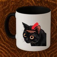 Full Of Paranoid Delusions And Violent Funny Meme Cat Coffee Mug thumb 2