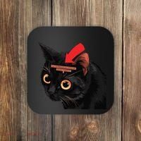 Full Of Paranoid Delusions And Violent Funny Meme Cat Coaster thumb 0