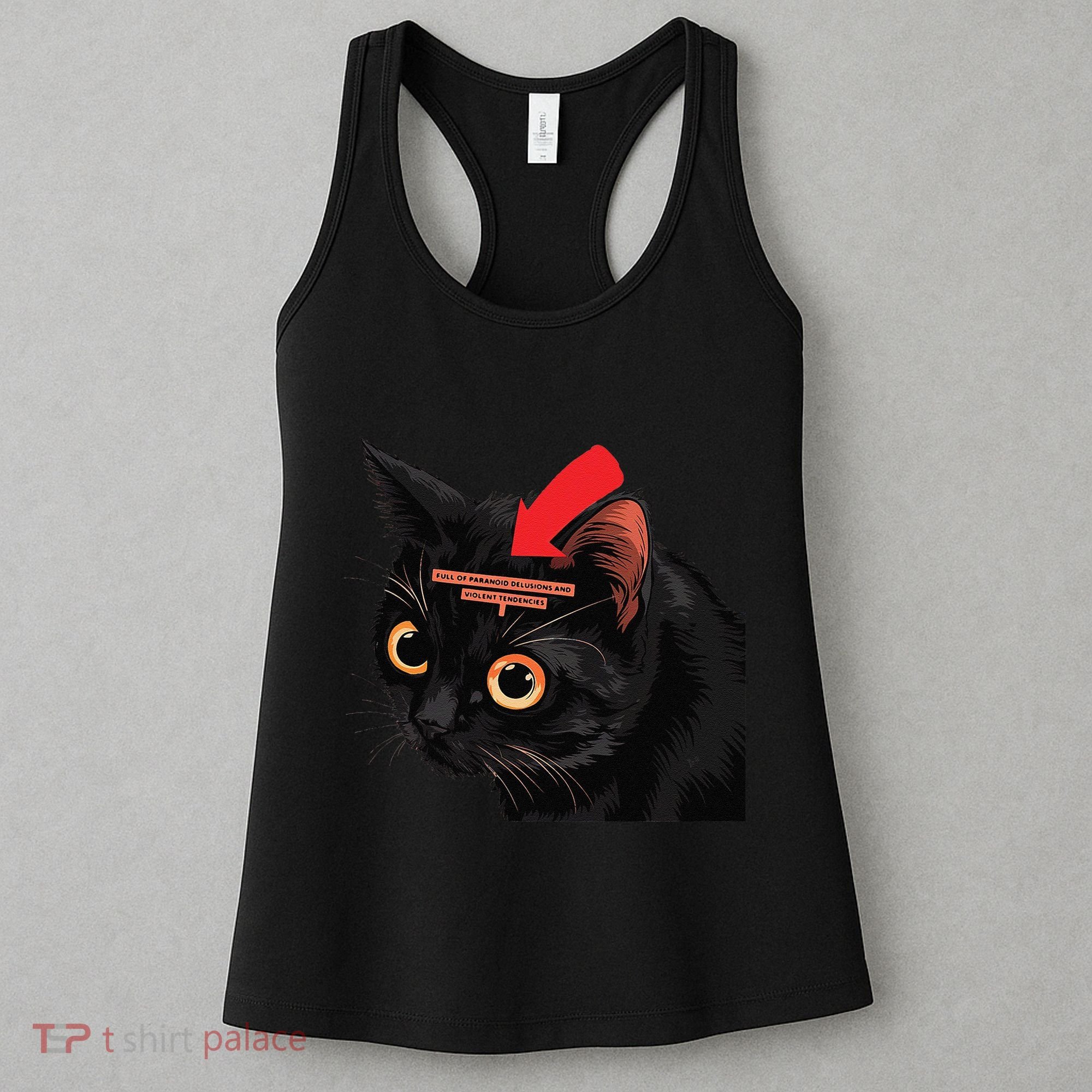 Full Of Paranoid Delusions And Violent Funny Meme Cat Women's Tank Top