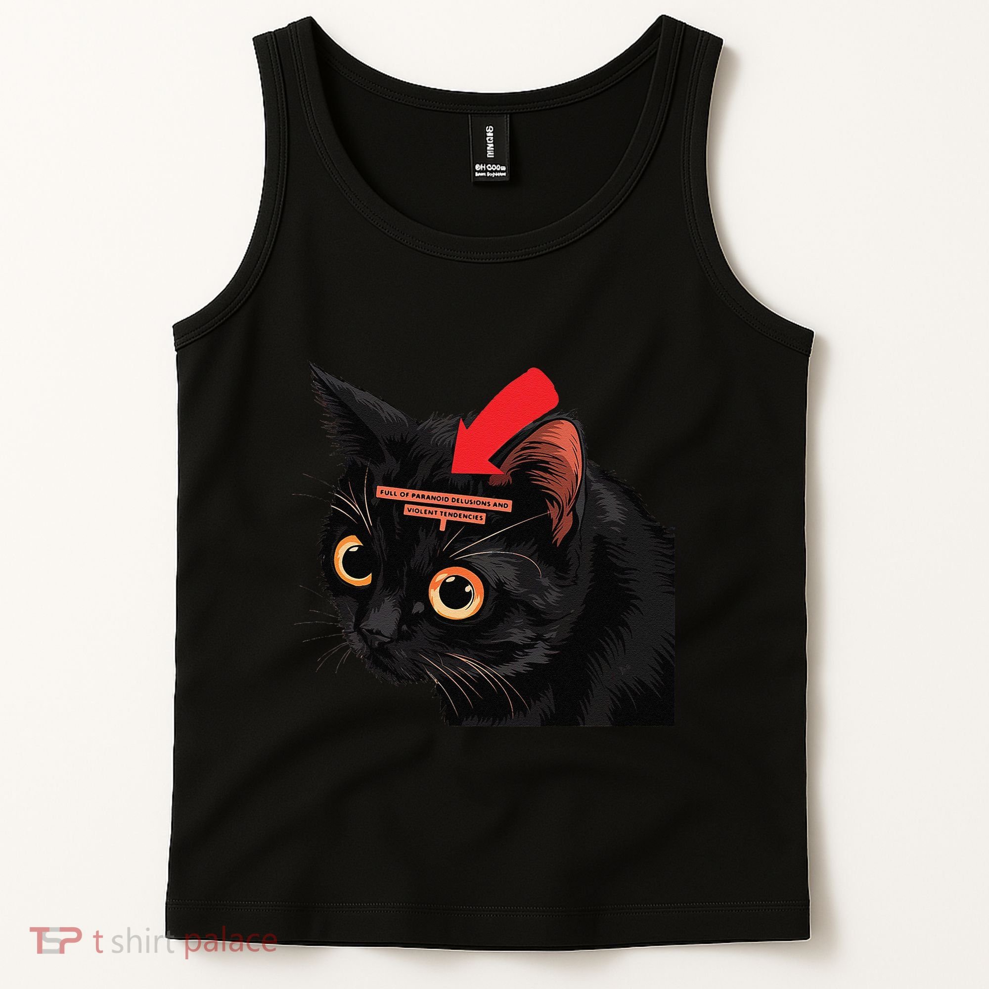 Full Of Paranoid Delusions And Violent Funny Meme Cat Tank Top