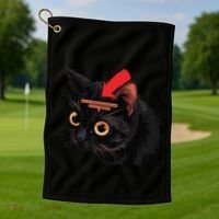Full Of Paranoid Delusions And Violent Funny Meme Cat Golf Towel thumb 1