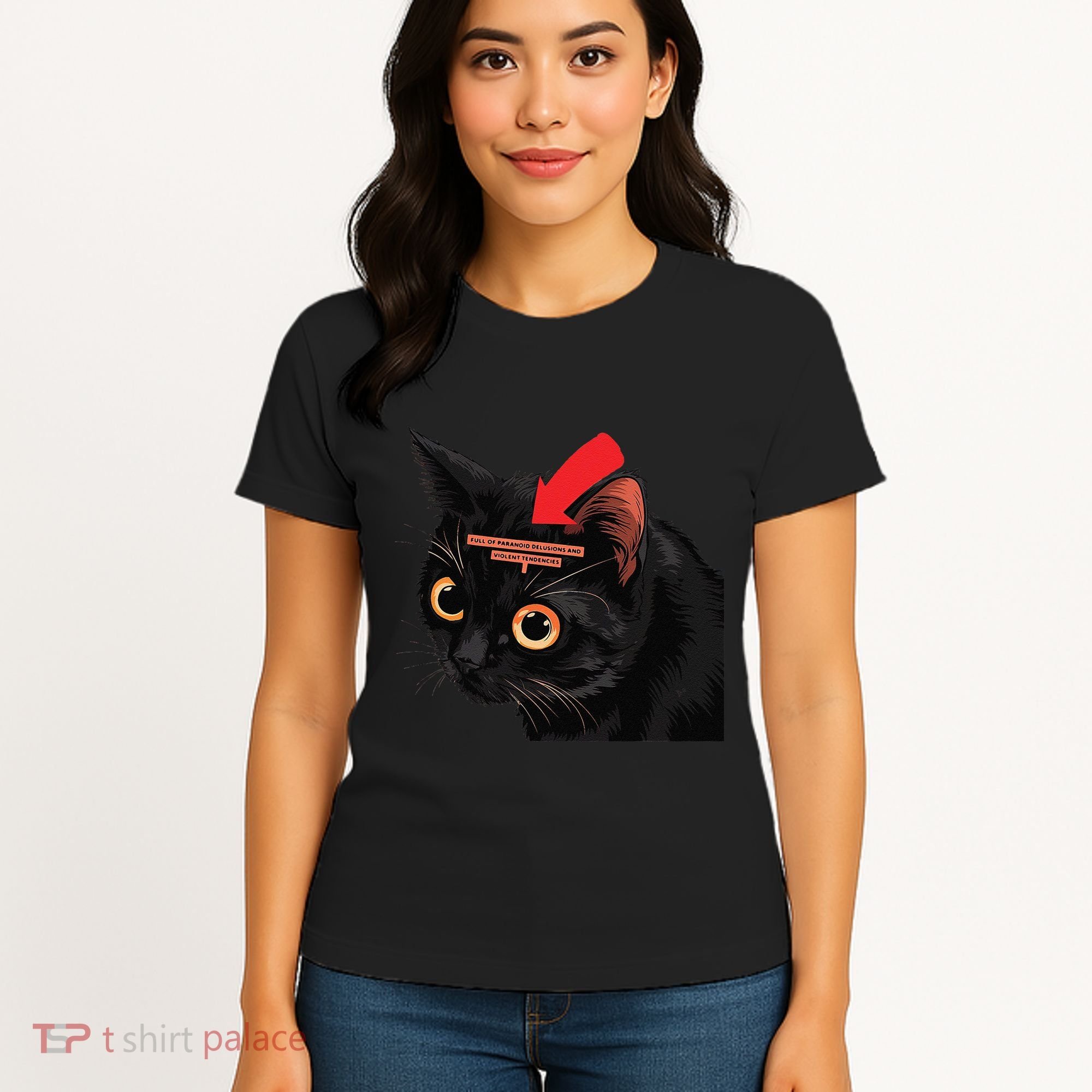 Full Of Paranoid Delusions And Violent Funny Meme Cat Women's T-Shirt
