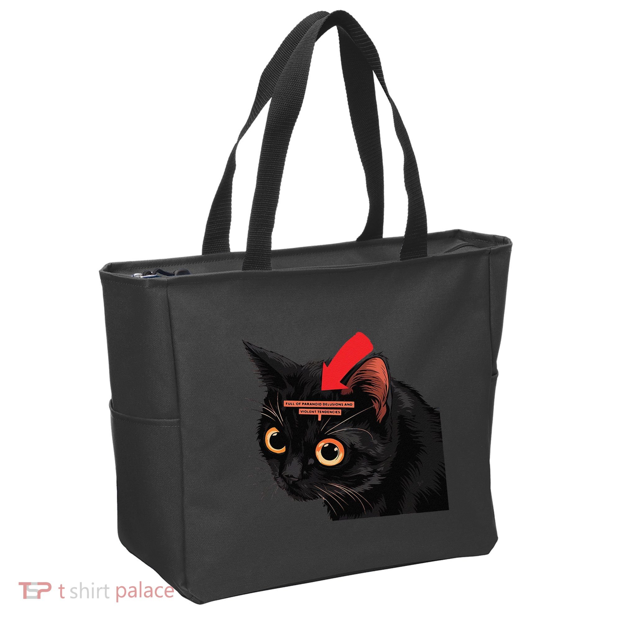 Full Of Paranoid Delusions And Violent Funny Meme Cat Tote Bag