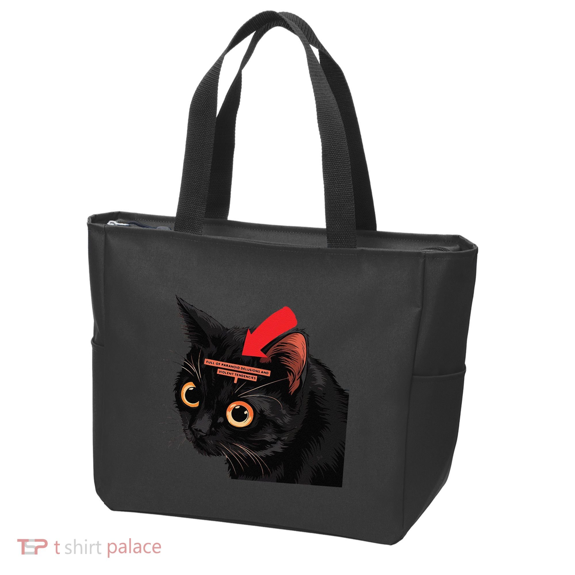 Full Of Paranoid Delusions And Violent Funny Meme Cat Tote Bag