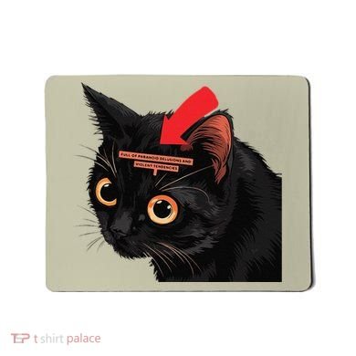 Full Of Paranoid Delusions And Violent Funny Meme Cat Mousepad