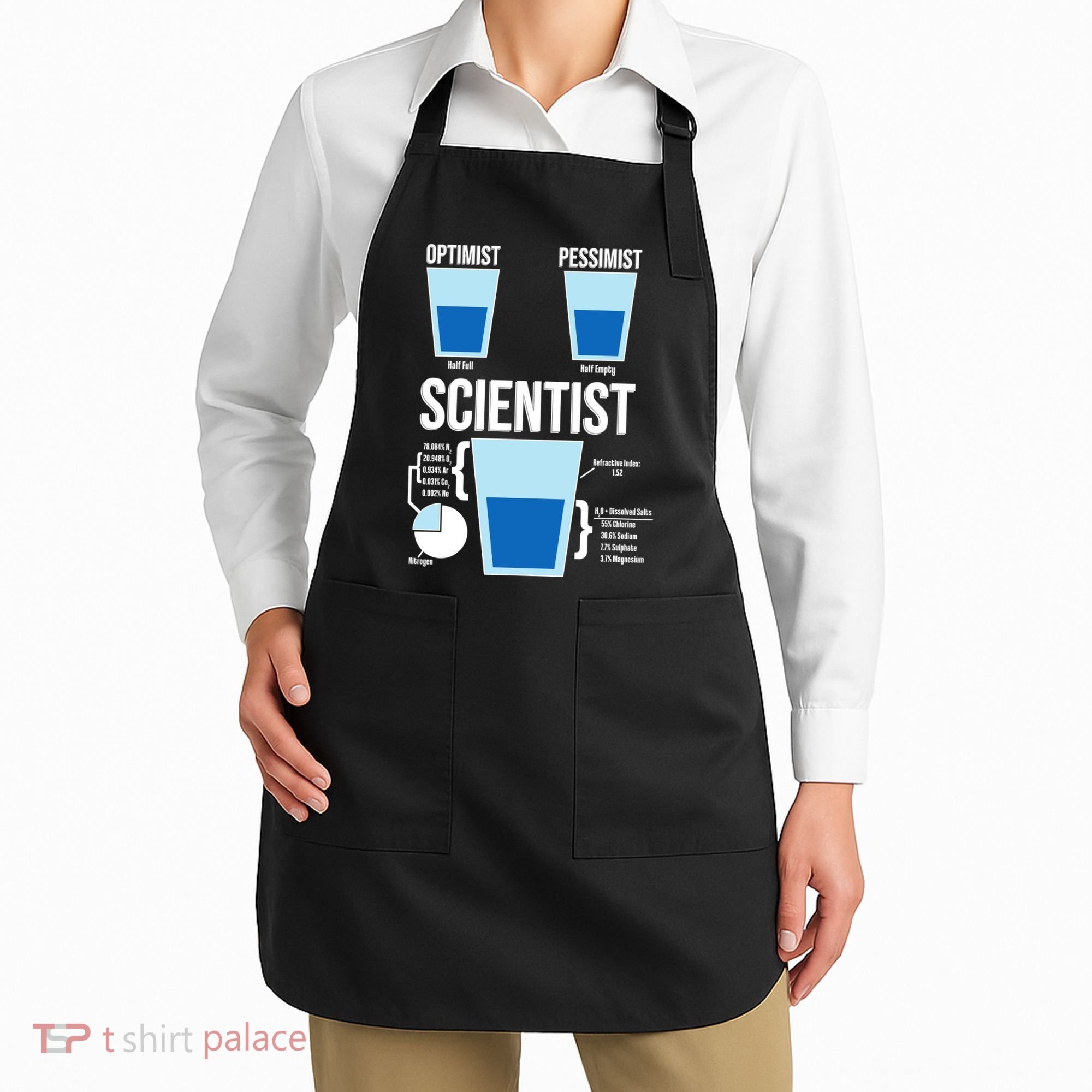 Funny Optimist Pessimist Scientist Apron