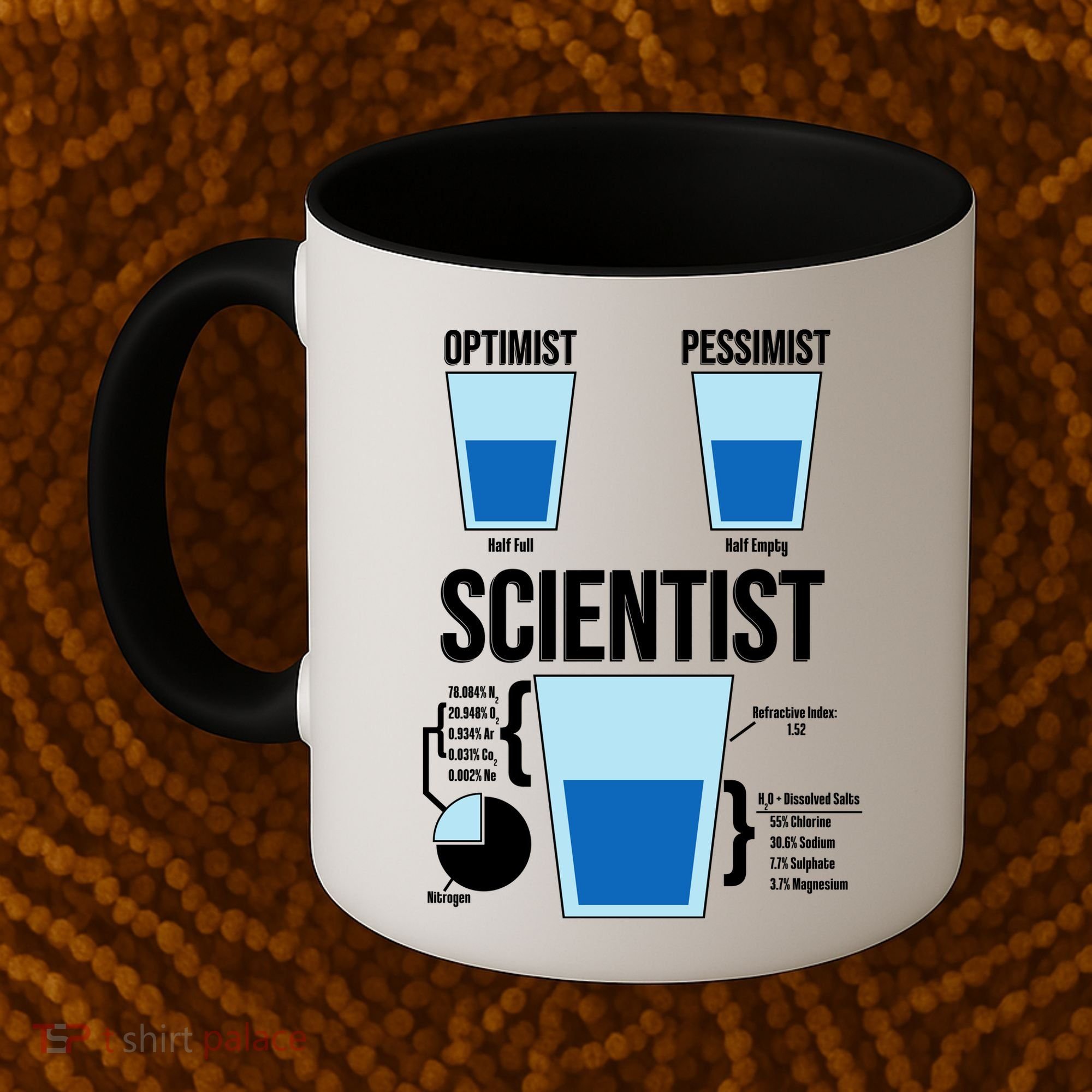 Funny Optimist Pessimist Scientist Coffee Mug