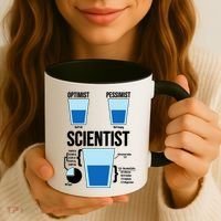 Funny Optimist Pessimist Scientist Coffee Mug thumb 3