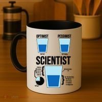 Funny Optimist Pessimist Scientist Coffee Mug thumb 4