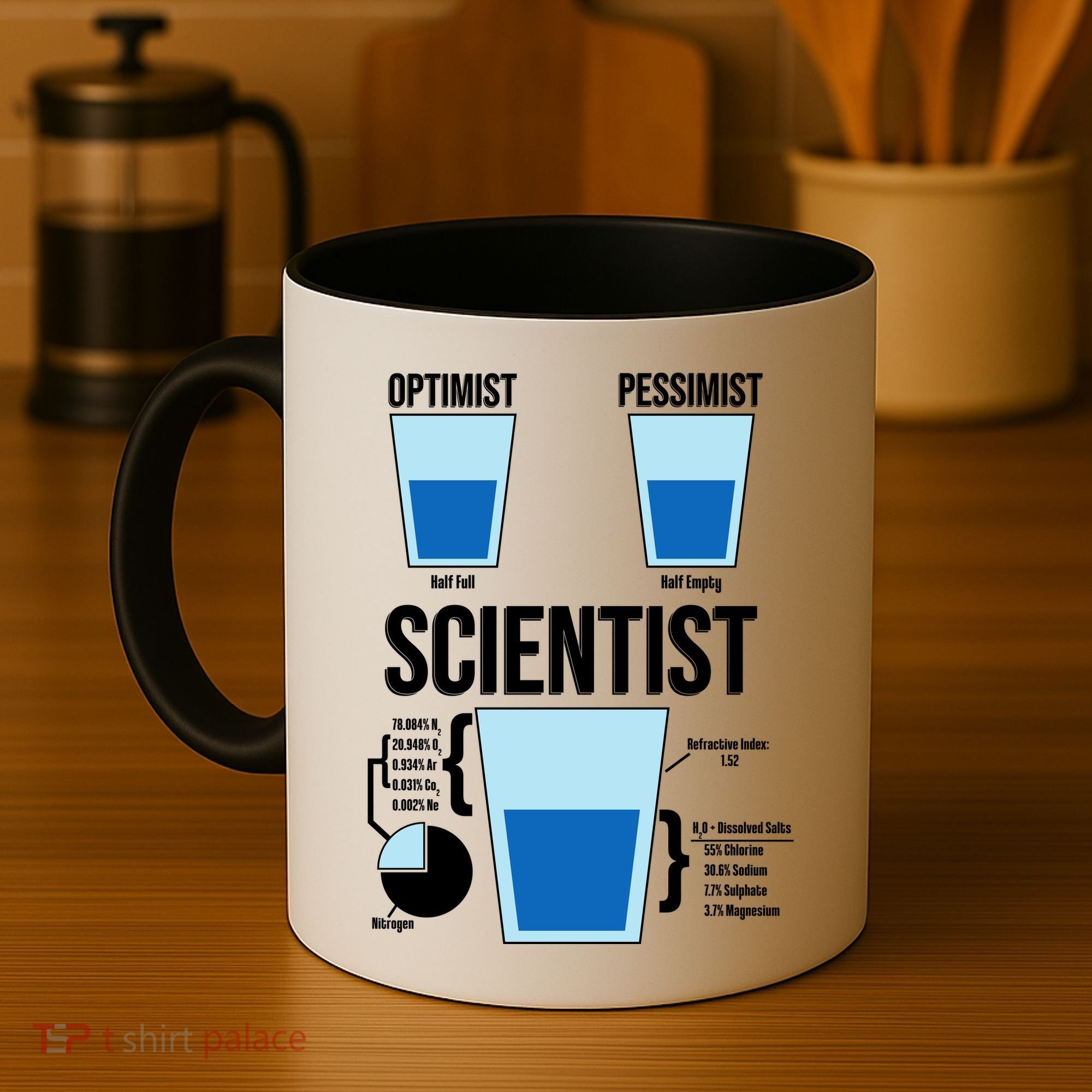 Funny Optimist Pessimist Scientist Coffee Mug