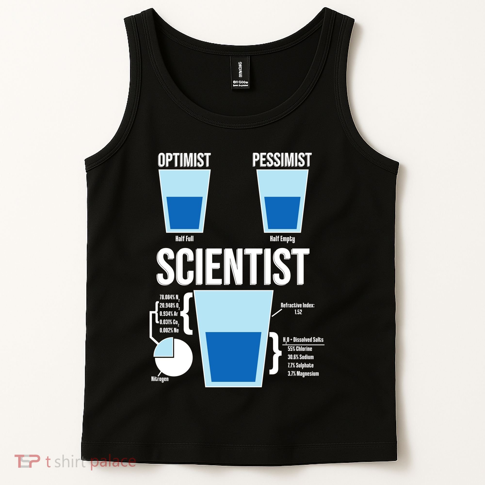 Funny Optimist Pessimist Scientist Tank Top