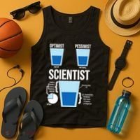 Funny Optimist Pessimist Scientist Tank Top thumb 4