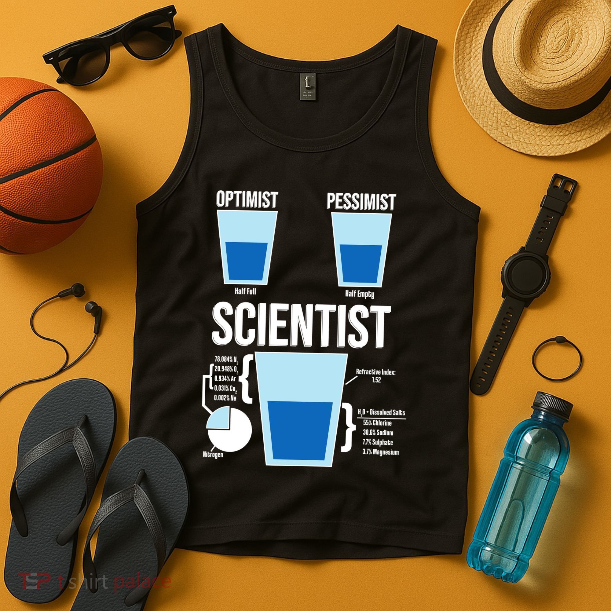 Funny Optimist Pessimist Scientist Tank Top