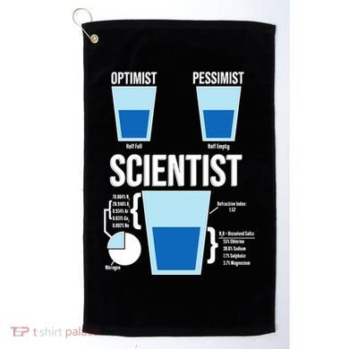 Funny Optimist Pessimist Scientist Golf Towel