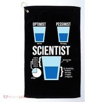 Funny Optimist Pessimist Scientist Golf Towel thumb 0