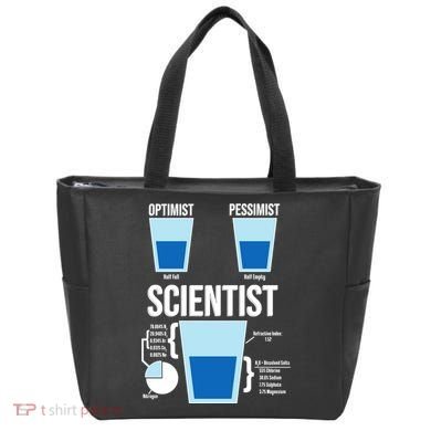 Funny Optimist Pessimist Scientist Tote Bag