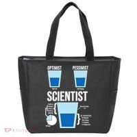 Funny Optimist Pessimist Scientist Tote Bag thumb 0