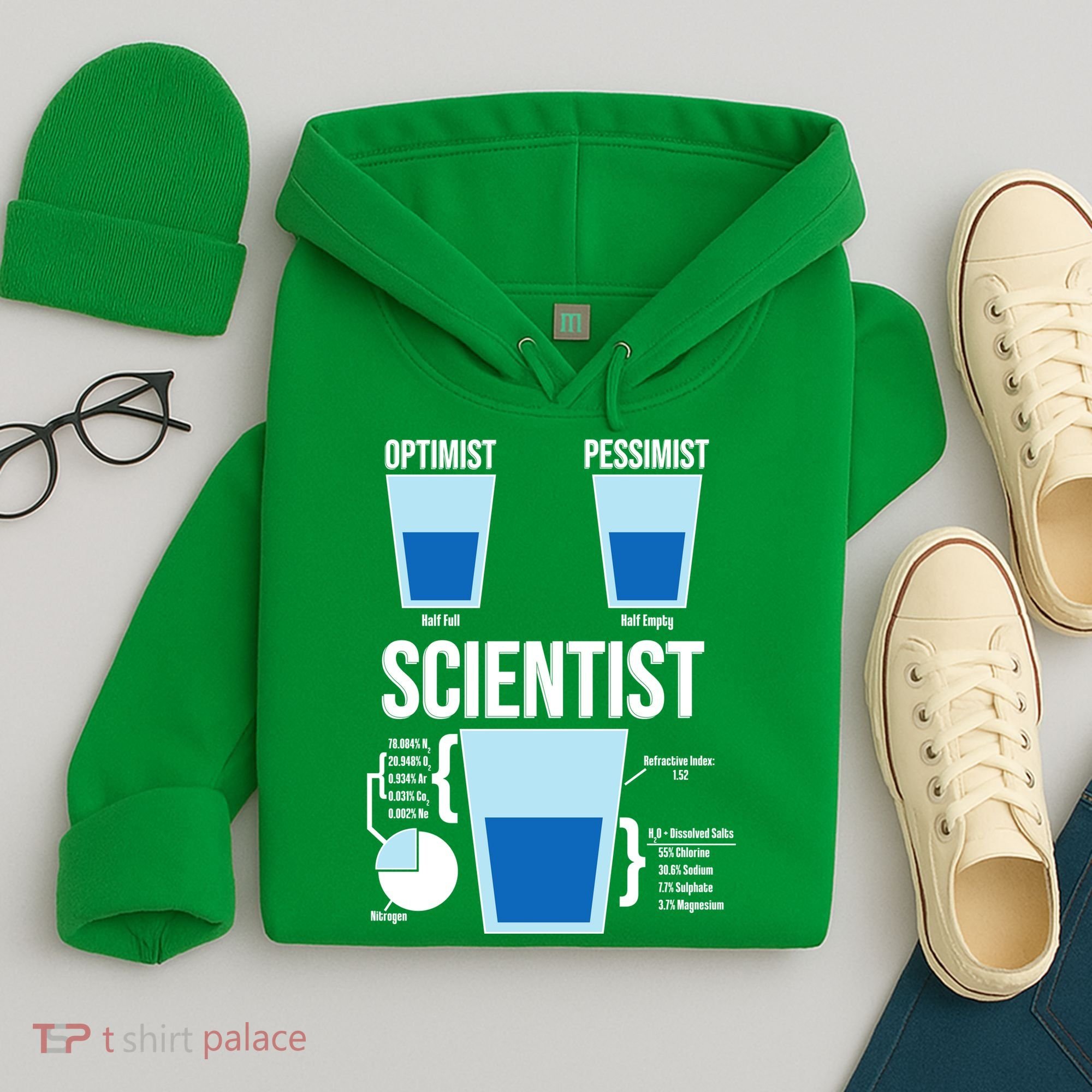 Funny Optimist Pessimist Scientist Hoodie