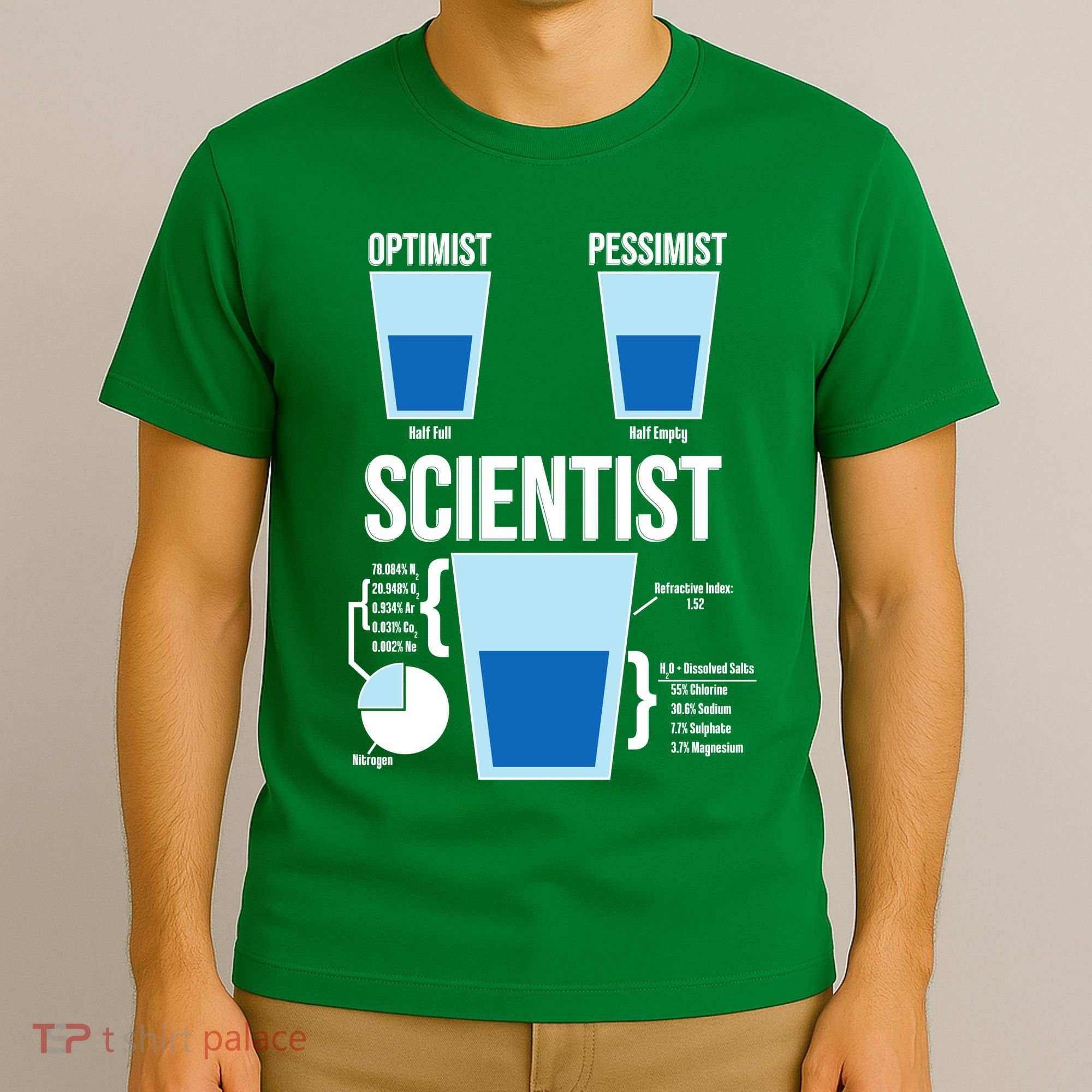 Funny Optimist Pessimist Scientist T-Shirt