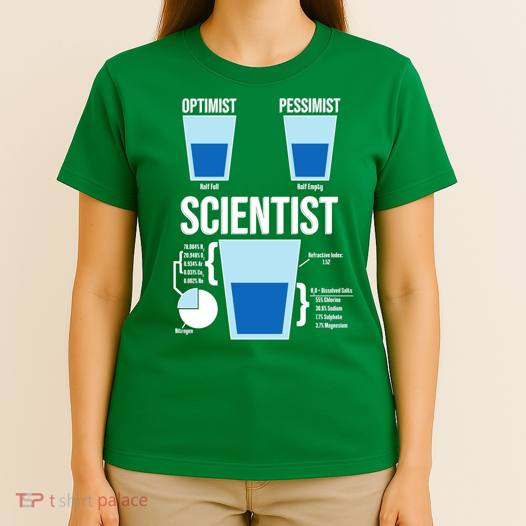 Funny Optimist Pessimist Scientist T-Shirt