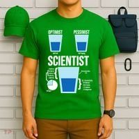 Funny Optimist Pessimist Scientist T-Shirt thumb 6