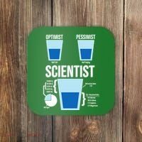 Funny Optimist Pessimist Scientist Coaster thumb 0