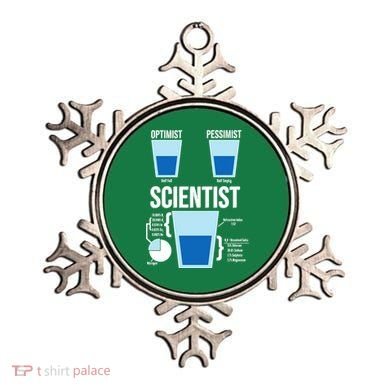 Funny Optimist Pessimist Scientist Ornament