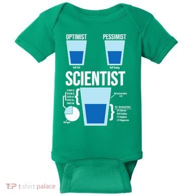 Funny Optimist Pessimist Scientist Baby Bodysuit