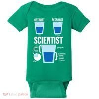 Funny Optimist Pessimist Scientist Baby Bodysuit thumb 0