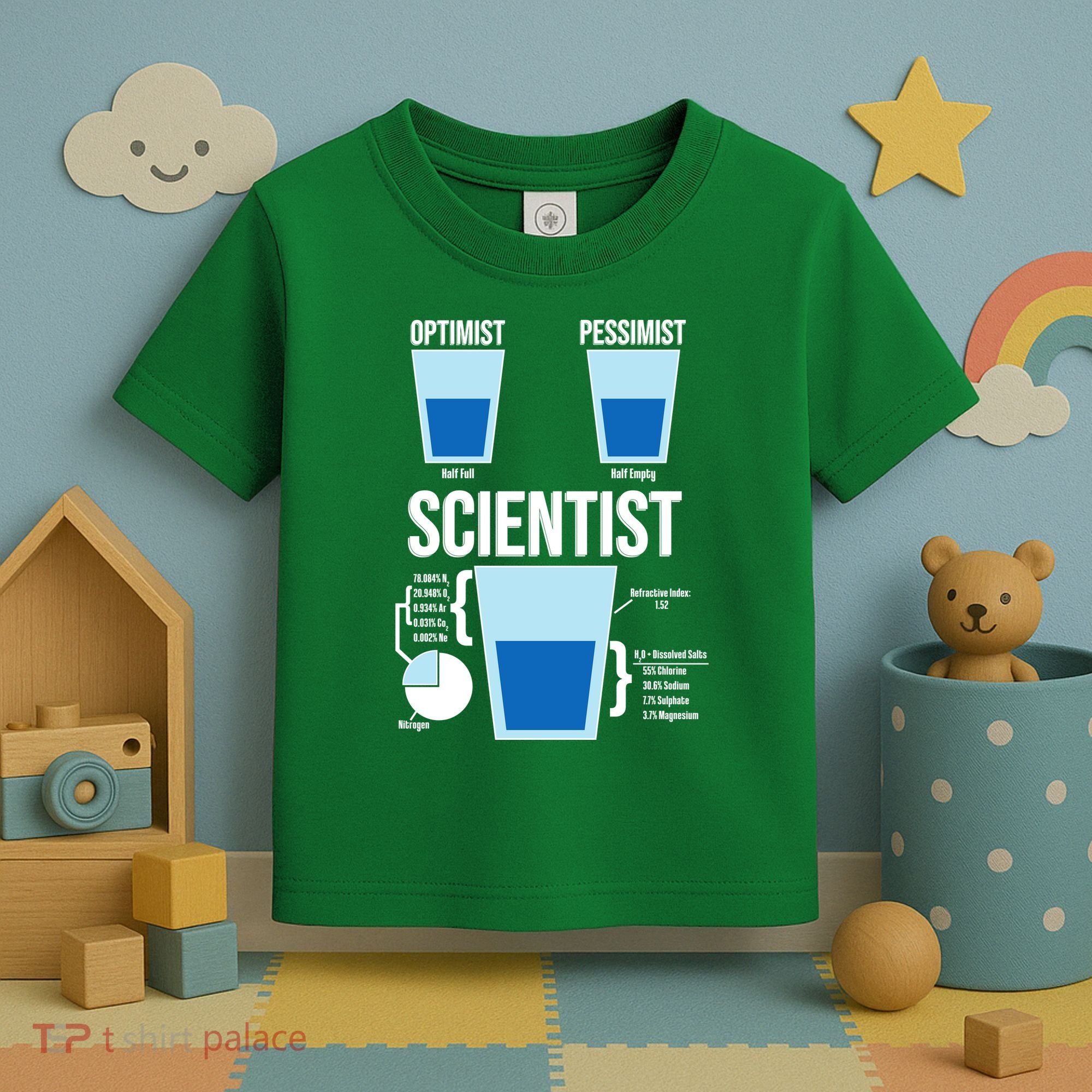 Funny Optimist Pessimist Scientist Toddler T-Shirt