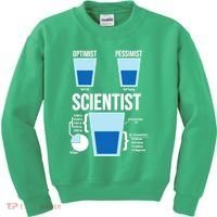 Funny Optimist Pessimist Scientist Kids Sweatshirt thumb 0