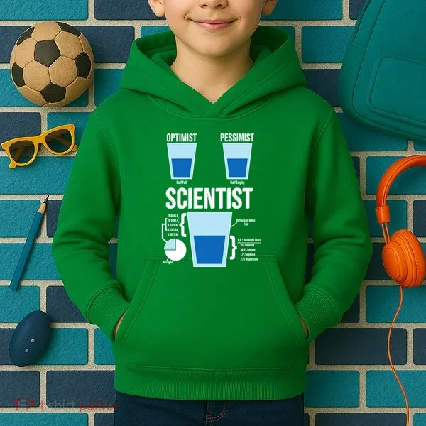 Funny Optimist Pessimist Scientist Kids Hoodie