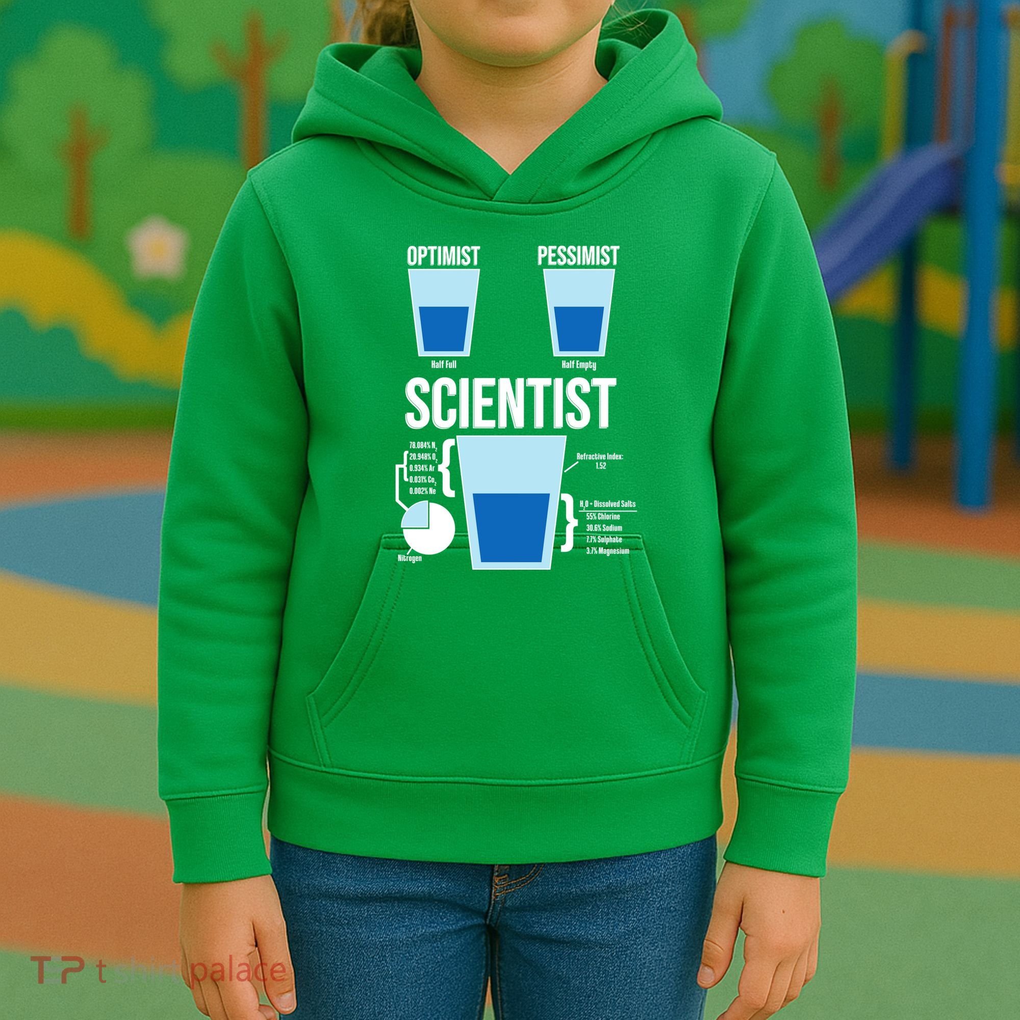 Funny Optimist Pessimist Scientist Kids Hoodie