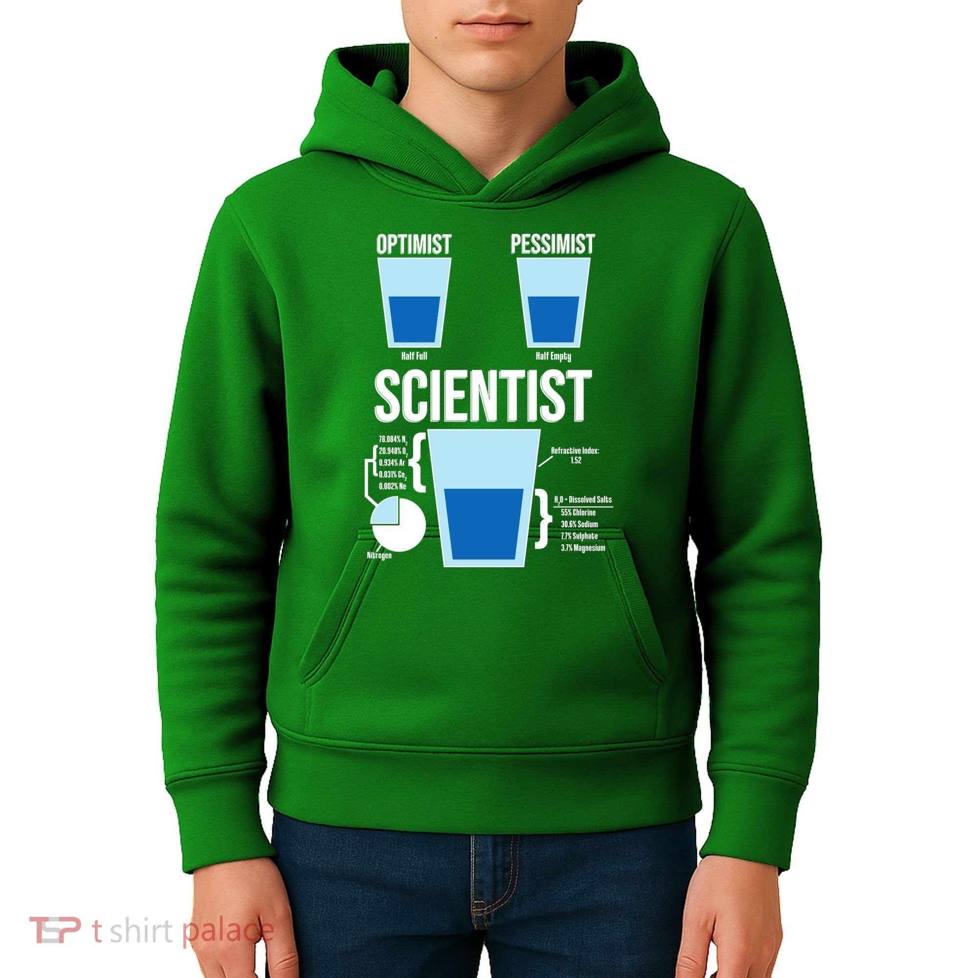 Funny Optimist Pessimist Scientist Kids Hoodie