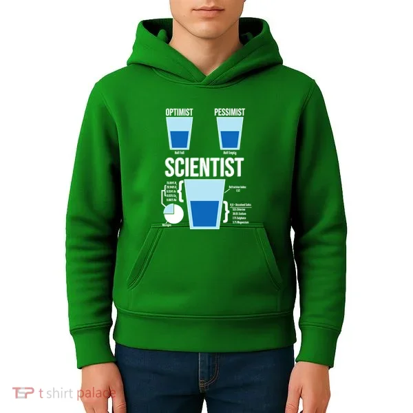 Funny Optimist Pessimist Scientist Kids Hoodie