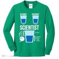 Funny Optimist Pessimist Scientist Kids Long Sleeve Shirt thumb 0