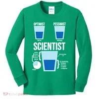 Funny Optimist Pessimist Scientist Kids Long Sleeve Shirt thumb 0