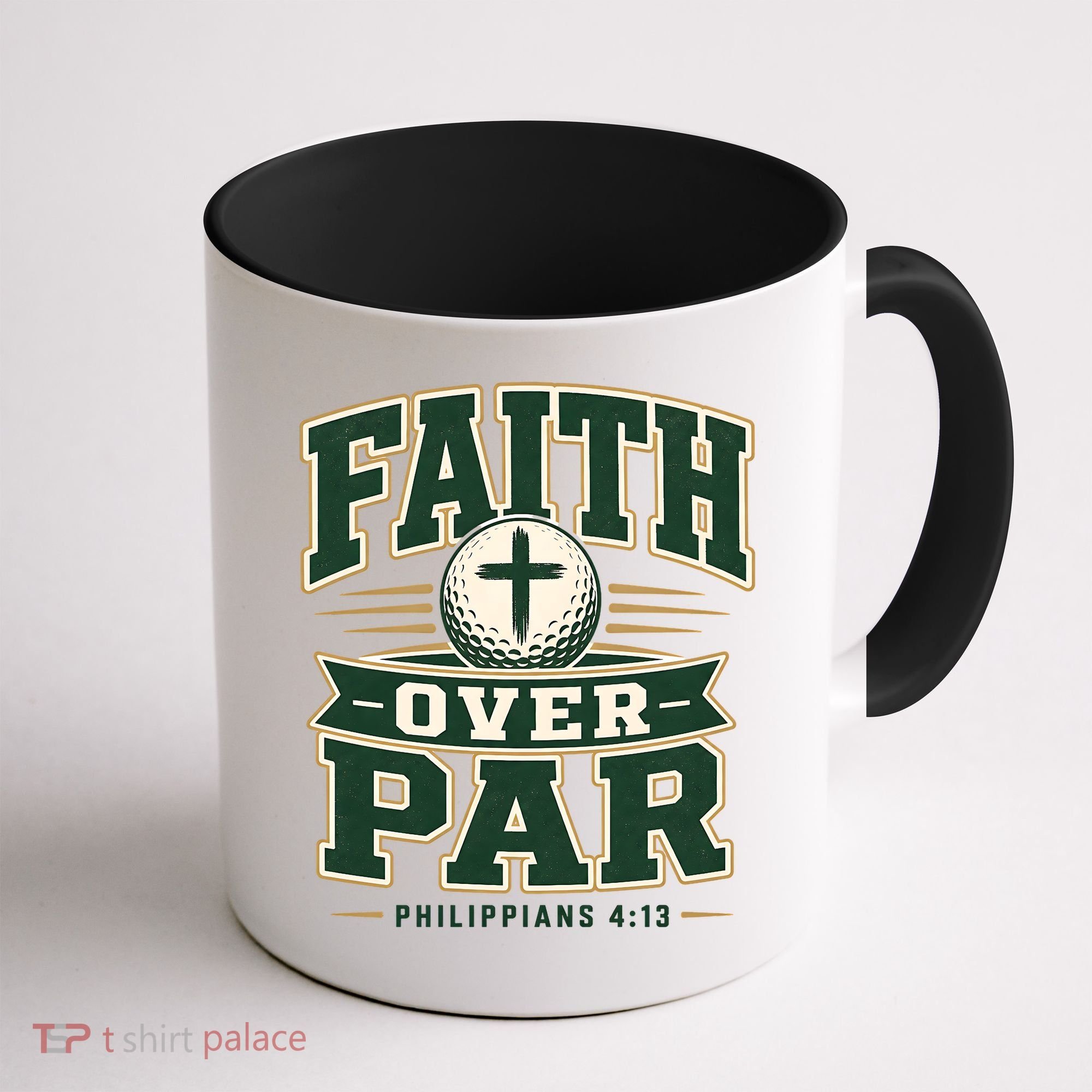 Faith Over Par Golf Inspired Funny Christian Golfers Coffee Mug
