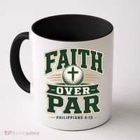 Faith Over Par Golf Inspired Funny Christian Golfers Coffee Mug thumb 0
