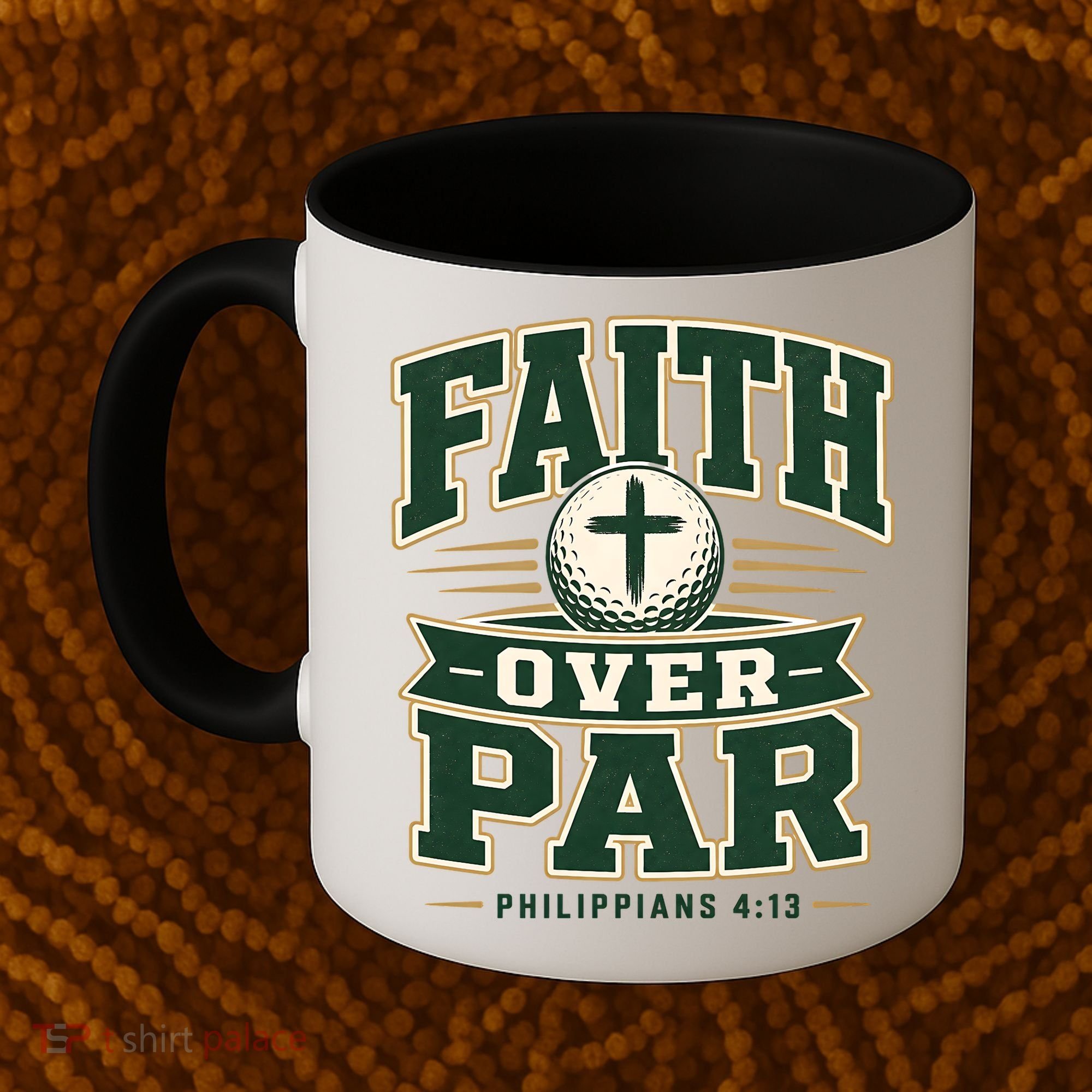 Faith Over Par Golf Inspired Funny Christian Golfers Coffee Mug