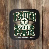 Faith Over Par Golf Inspired Funny Christian Golfers Coaster thumb 0