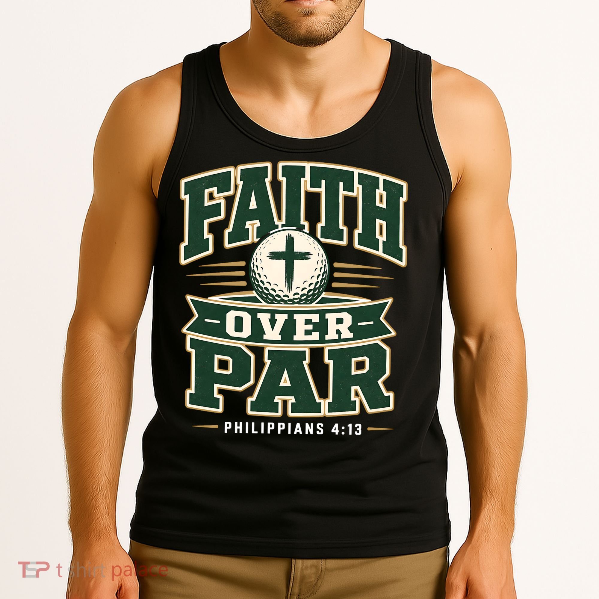 Faith Over Par Golf Inspired Funny Christian Golfers Tank Top